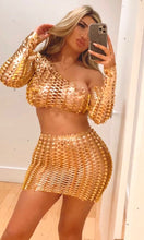 Load image into Gallery viewer, Gold Sexy Mini Skirt 2 Piece
